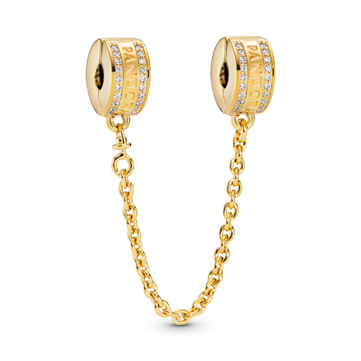 PANDORA bezpečnostná retiazka so silikónom s logom Pandora