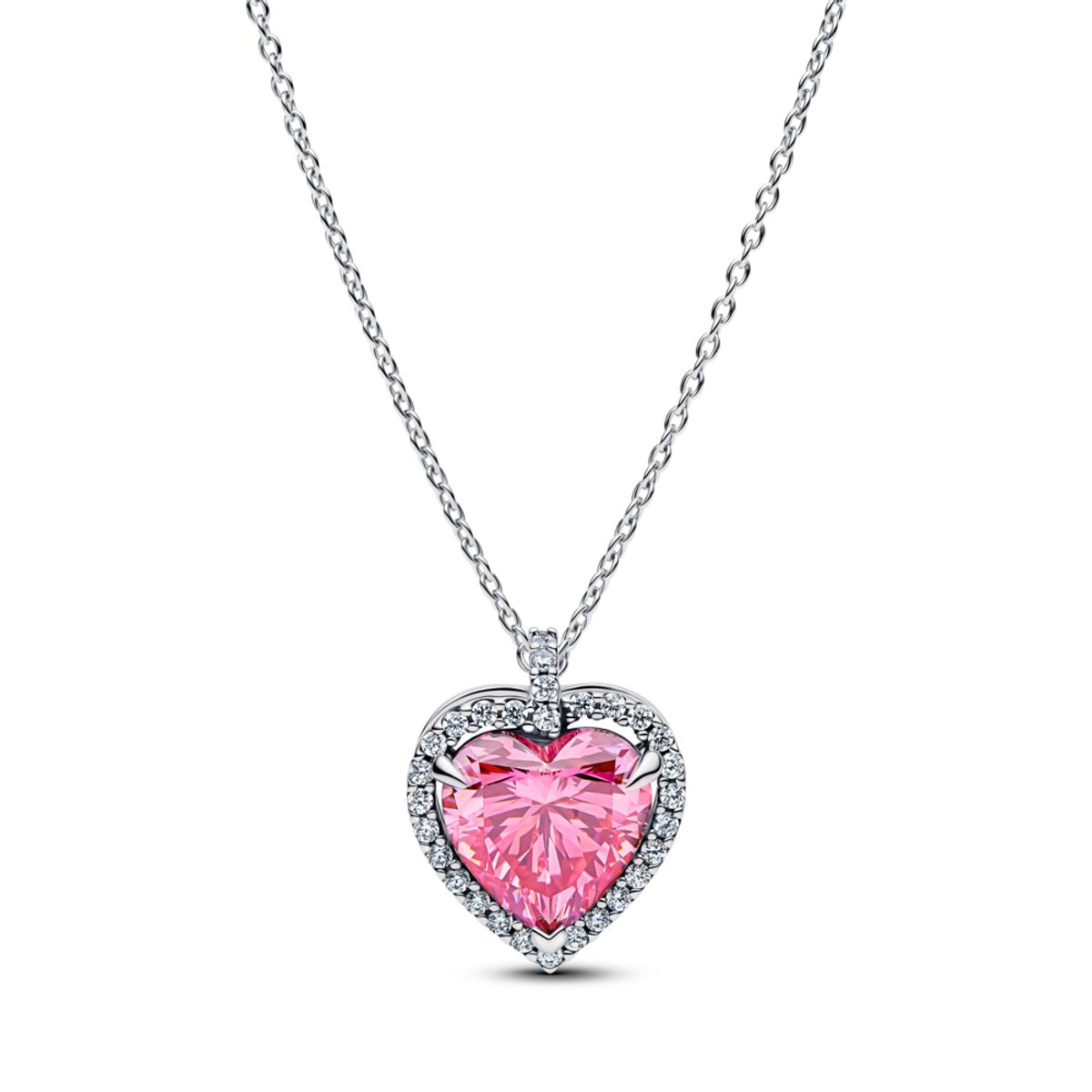 PANDORA náhrdelník Halo ružové srdce