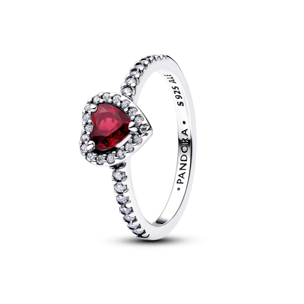 PANDORA Prsten Vyvýšené fuchsiové růžové srdce 56