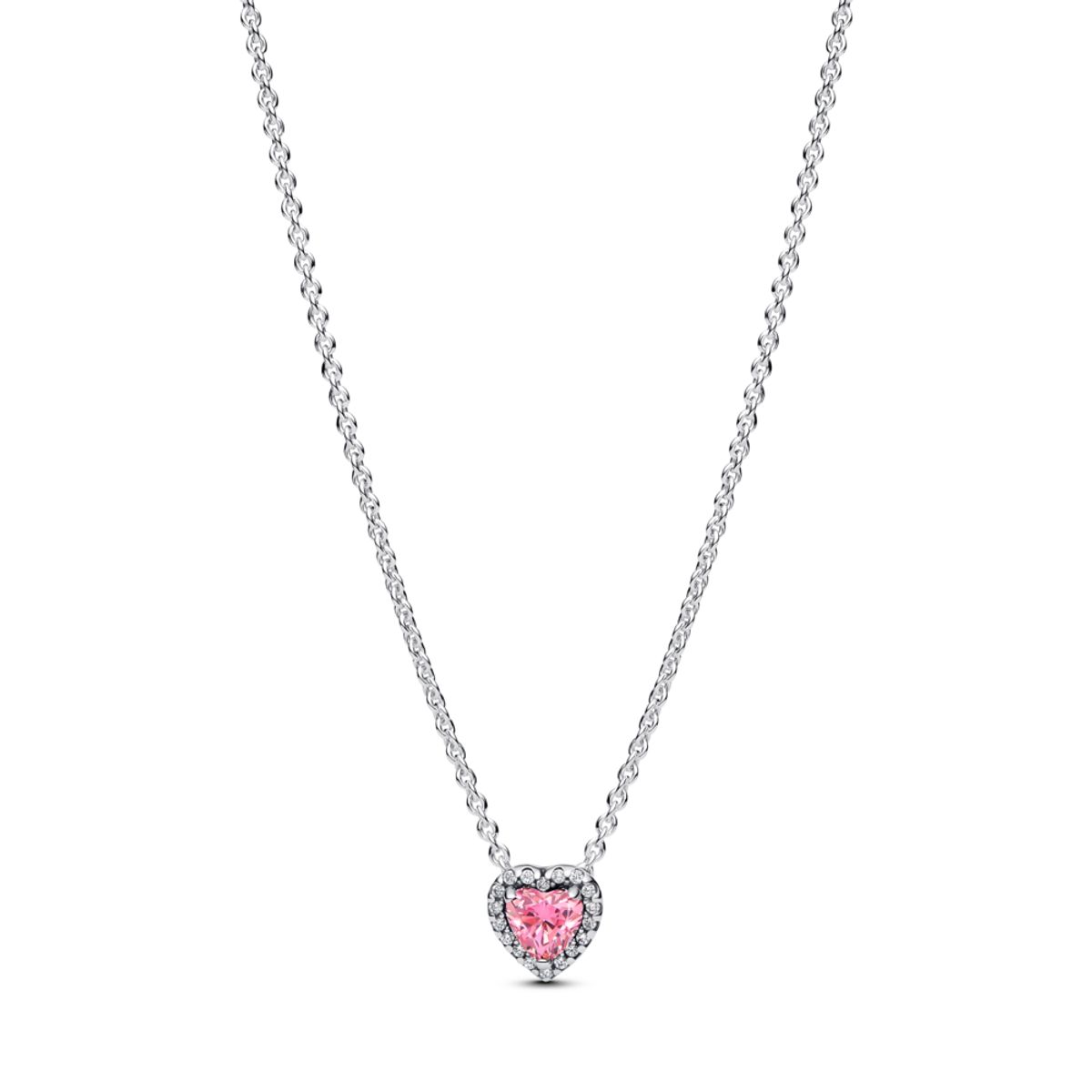 PANDORA náhrdelník Vyvýšené ružové srdce
