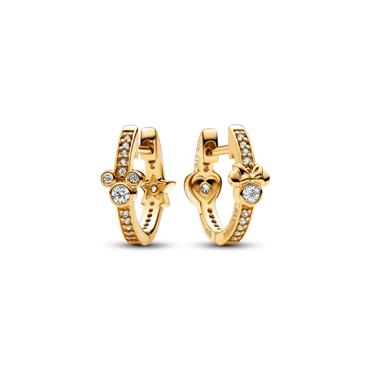 PANDORA Disney kruhové náušnice Mickey Mouse & Minnie Mouse