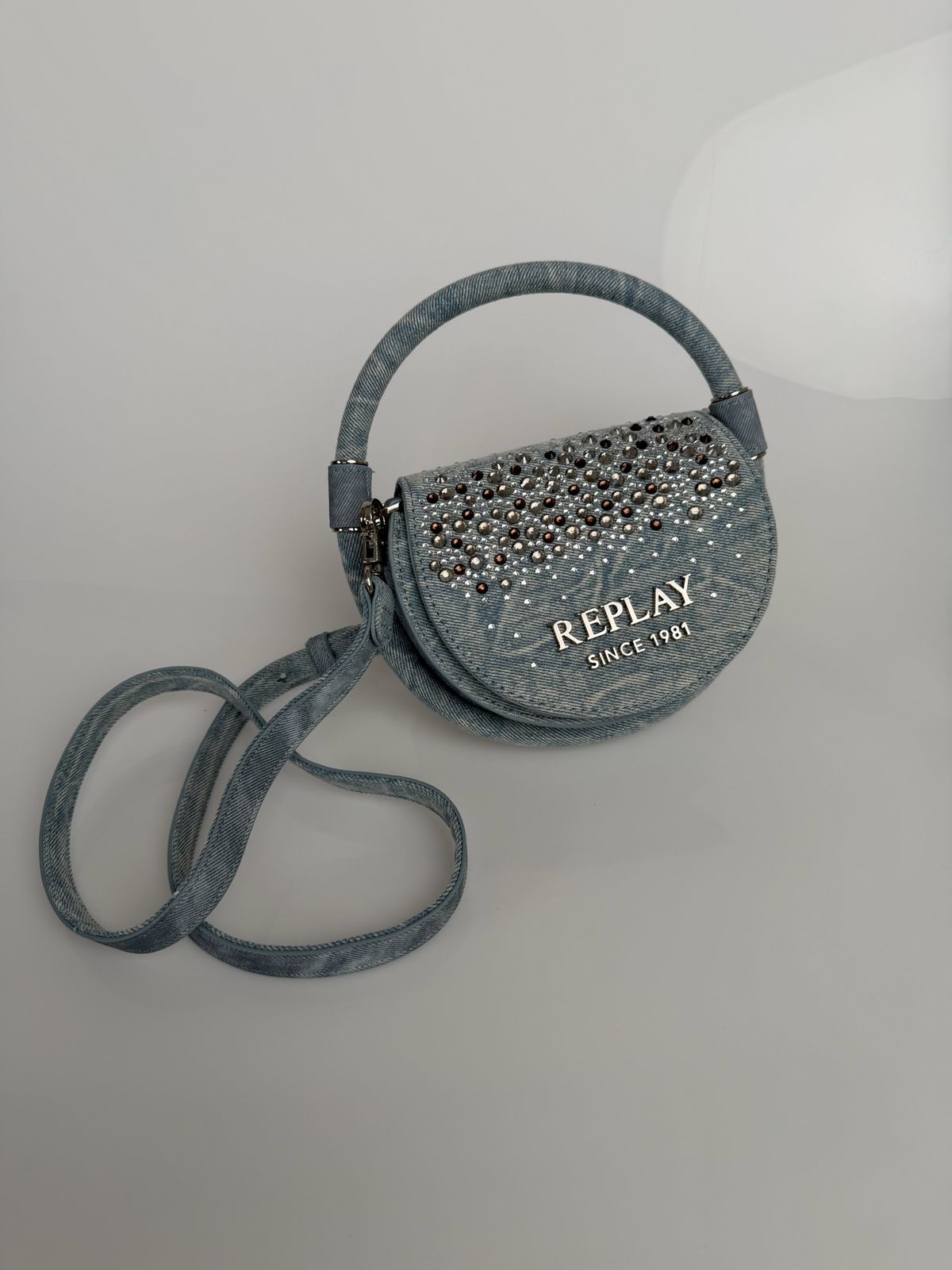 DŽÍNOVÁ KABELKA S KAMÍNKY - galerie #2