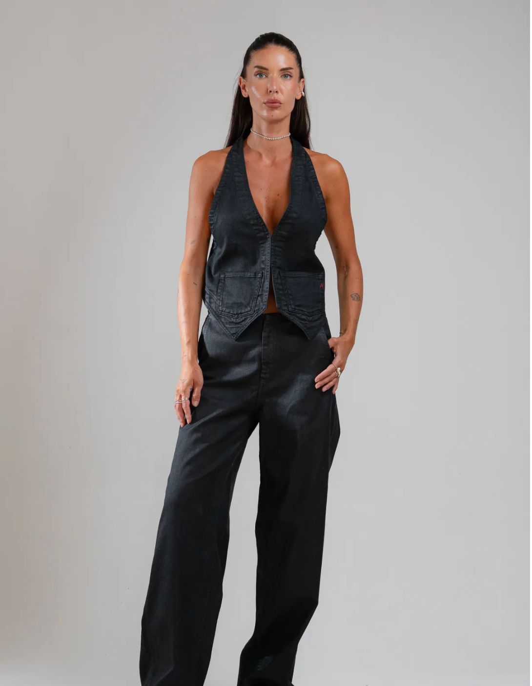DŽÍNY WIDE-LEG STŘIHU - galerie #1