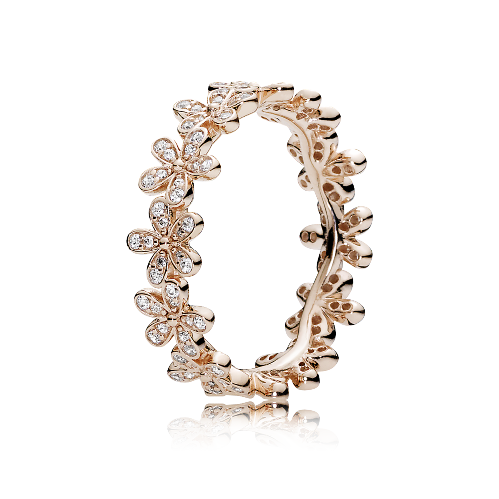 Rose prsten Proužek třpytivých sedmikrásek