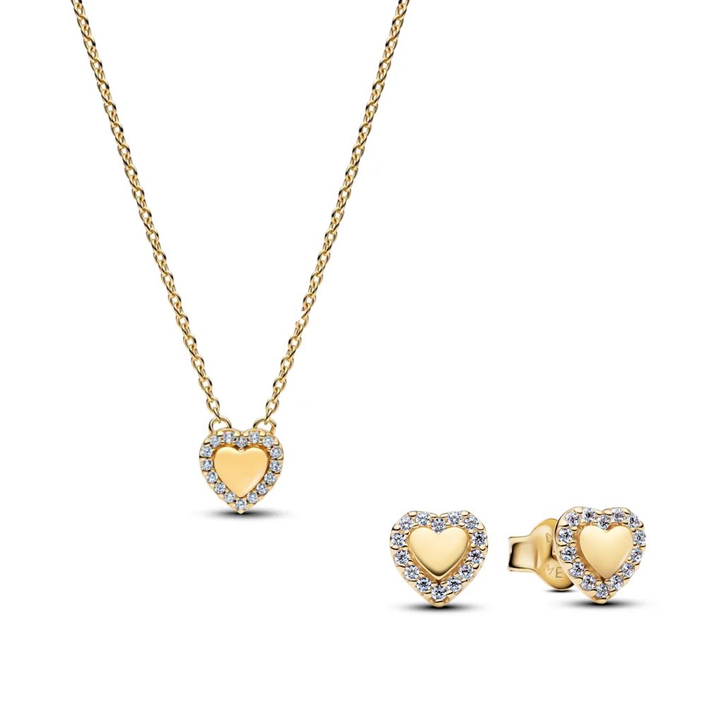 PANDORA SET náhrdelník se srdíčkem ke gravírování