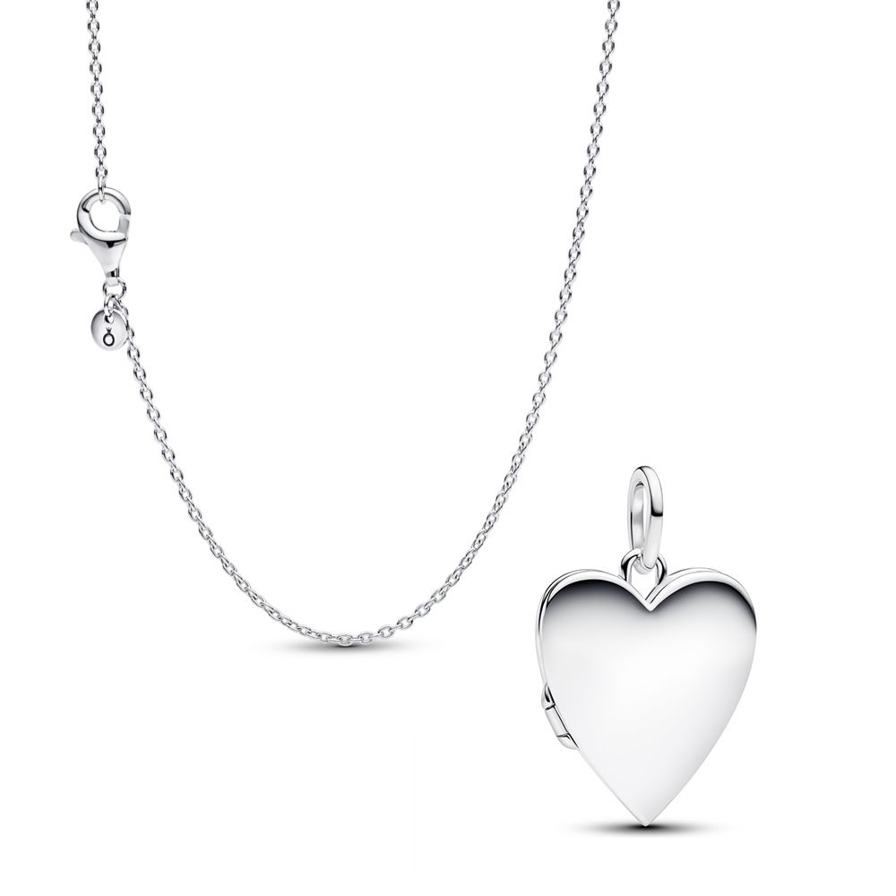 PANDORA SET náhrdelník jemný a gravírovatelný přívěsek srdce