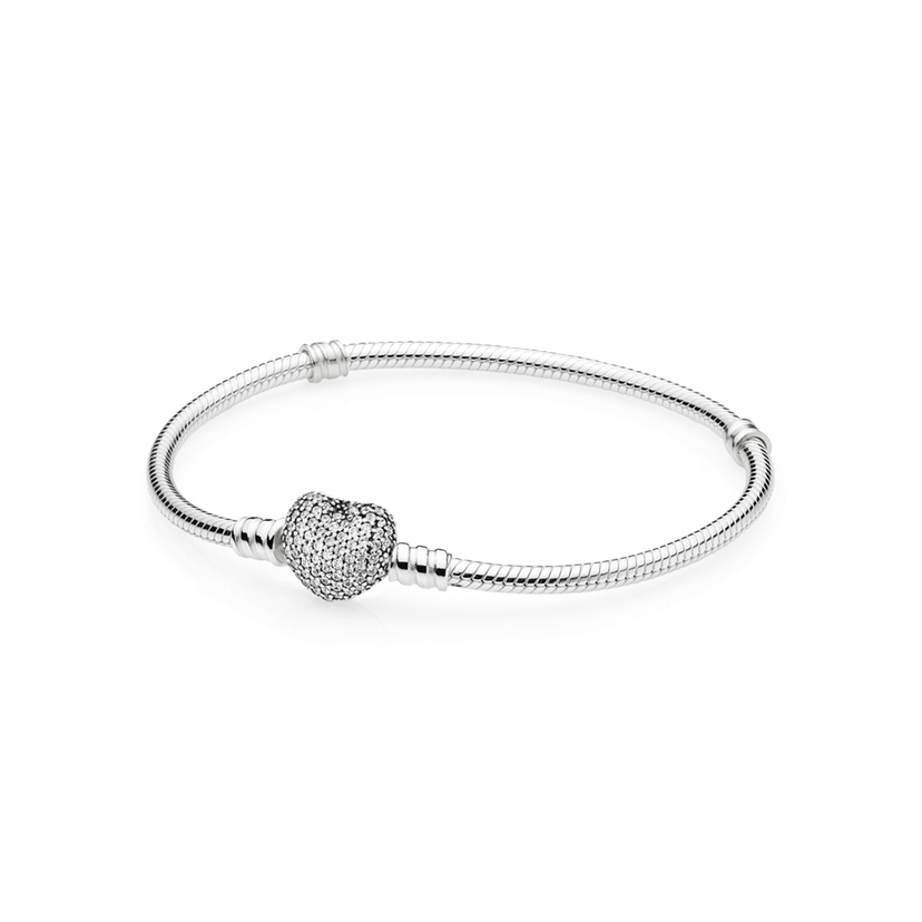 náramek Moments stříbrný se zapínáním pavé srdce