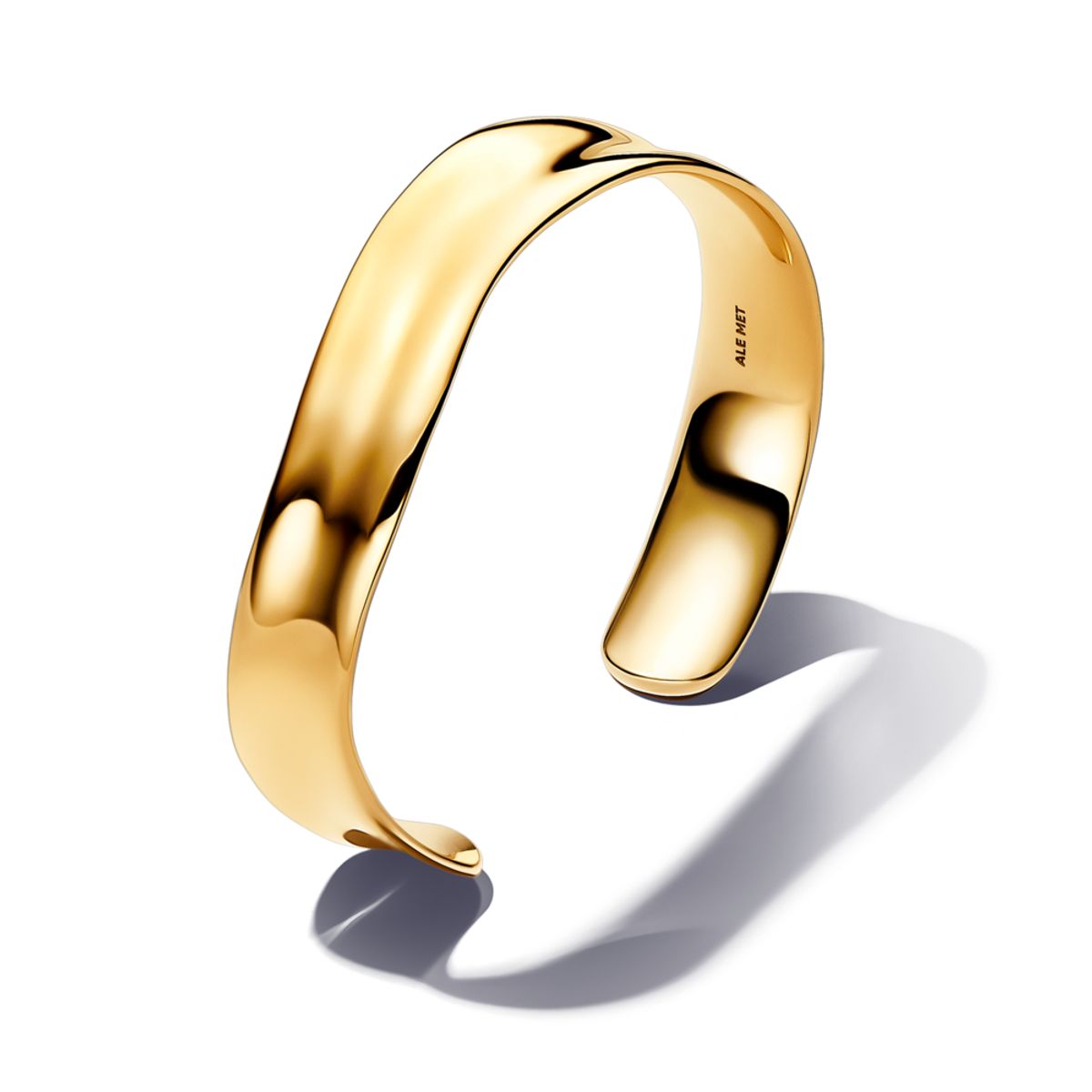 PANDORA Otevřený Široký  pevný náramek s organickým tvarem 2