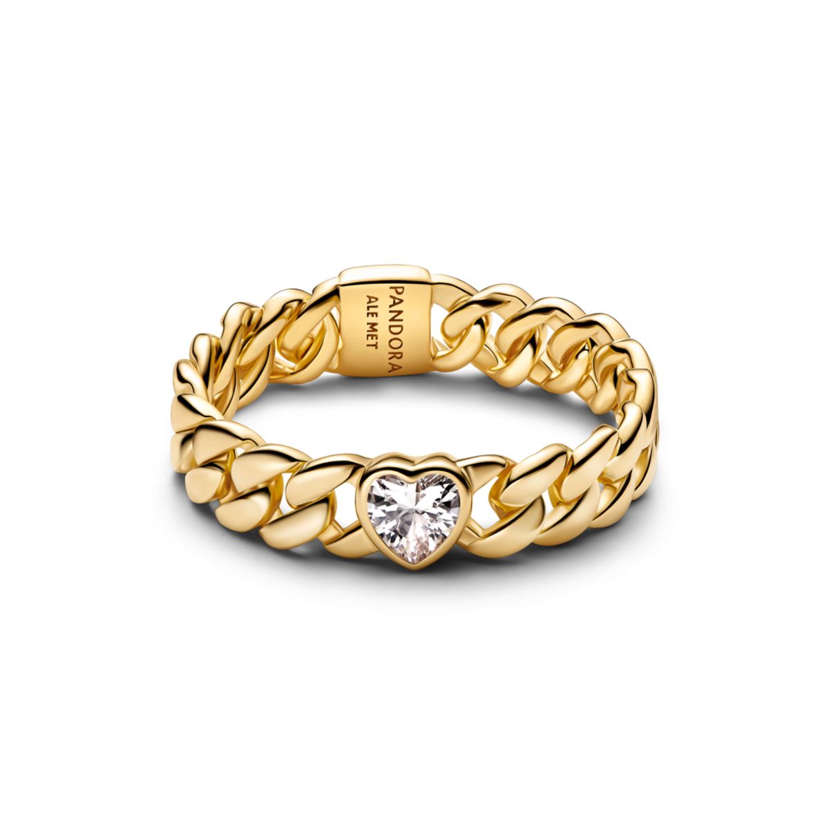 PANDORA pozlacený prsten Kubánský se srdcem 54